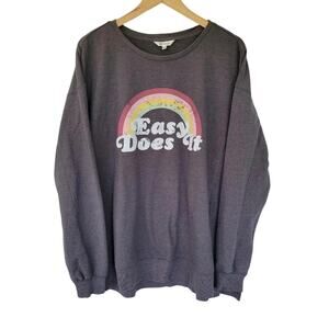 Wildfox Rainbow Easy Does It Graphic Sweatshirt Gray Women Size L Pullover